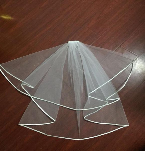 

real image in stock 1 layer white ivory 15quot satin edge comb veils for wedding dresses party gowns bridal accessories5030630, Black