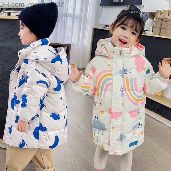 

coat 2022 new girls' boys' down jacket winter coat children's clothing hooded windproof coat 2-7 cotton warm coat z230719, Blue;gray