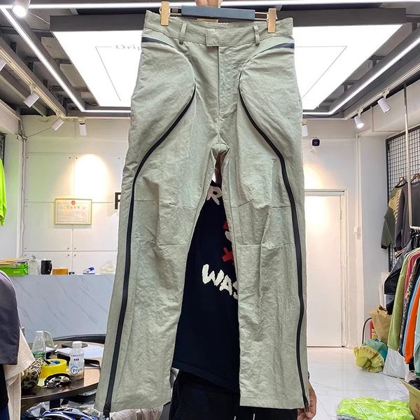 

men s pants fall winter vibe wind side open waterproof zipper loose nylon slacks man 230718, Black