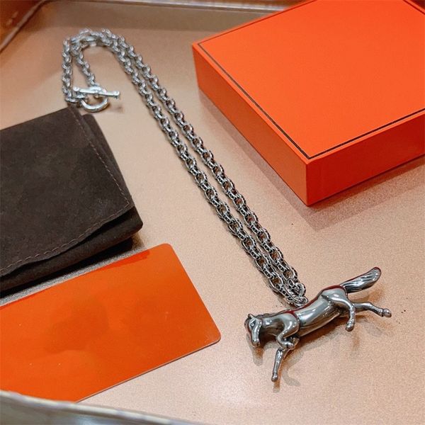 

brand pendant necklace luxury designer necklace pendant choke loop chain women's stainless steel letter jewelry havycfe xfs6atwat, Silver