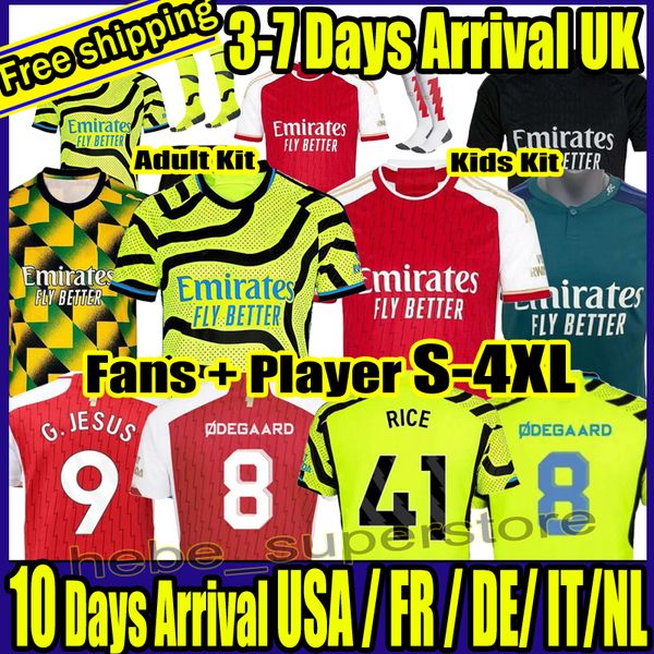 

s-4xl 23 24 g.jesus havertz rice soccer jerseys version fans player 2023 2024 nicolas ceballos smith rowe willian tierney odegaard saka thom, Black;yellow