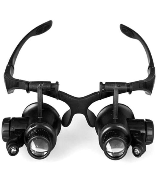 

10x 15x 20x 25x led double eye jeweler repair watch magnifier loupe glasses lens6768566