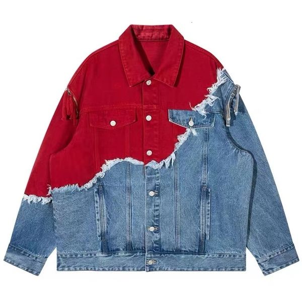 

men s jackets jacket fashion personality handsome patchwork denim couple dress 230718, Black;brown