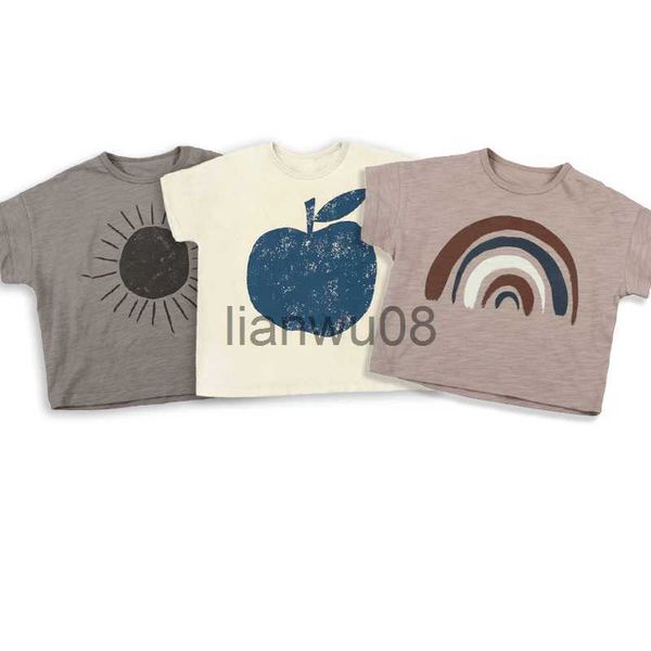 

t-shirts kids boy girl tshirts loose short sleeve children's tees baby girl printed casual girl t shirts children clothes summer x0719, Blue