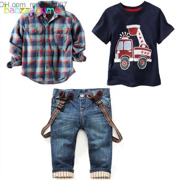 

clothing sets 2piece/2-7/spring and autumn children's clothing set casual fashion shirt+t-shirt+jeans baby boy set children's clot, White