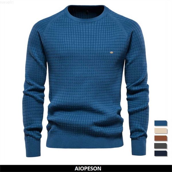 

men's sweaters aiopeson cotton men sweaters soild color o-neck mesh pullovers male new winter autumn basic sweaters for men l230719, White;black