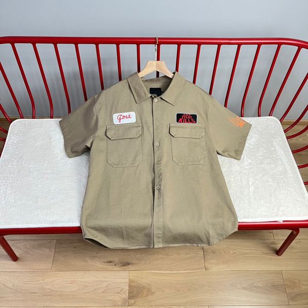 

23ss usa wing print tee hawaii beach cotton casual shirt spring summer cool hip hop short sleeve, Black;brown