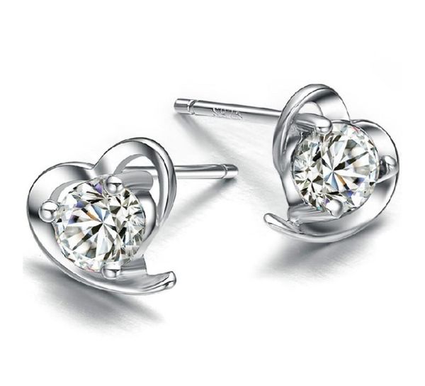 

crystal clear diamante heart earrings 925 sterling silver earring jewelry romantic vintage exquisite wedding noble charms4627472, Golden;silver