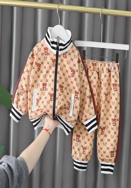 

autumn kids clothing sets boys girls tracksuits suit letters print 2pcsset designer jacket pant suits chidlren casual cotton spor2246691, White