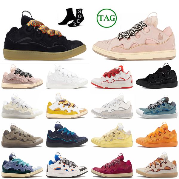 

2023 new designer mesh casual shoes boot men women laceup extraordinary embossed leather sneakers calfskin rubber nappa platformsole shoe la, Black