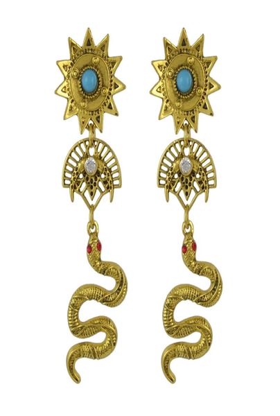 

2 colors trendy retro snake punk metal rhinestone party earrings7467976, Silver