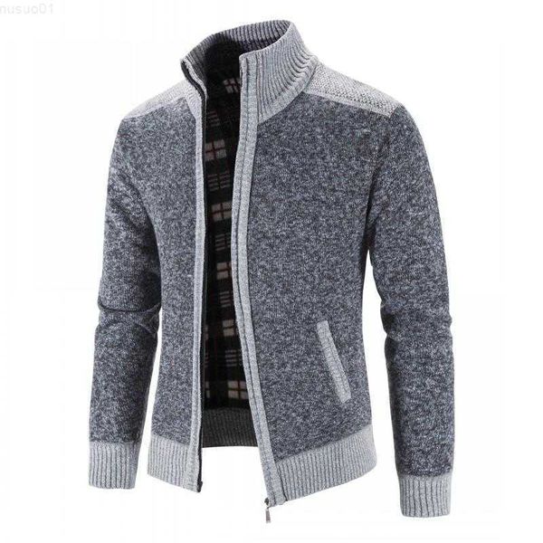 

men's sweaters fashion new men's sweater coat patchwork cardigan men knitted sweater jacket slim fit stand collar thick warm cardi, White;black