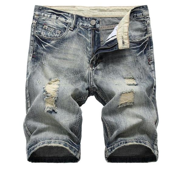 

straight ripped jeans shorts men summer brand new mens stretch short jeans casual streetwear elastic biker denim shorts 29427880071, Blue