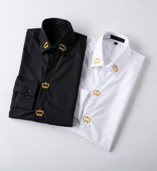 

men039s dress shirt designer men039s fashion social red check men s solid color business casual long sleeve size s5xl5994181, White;black