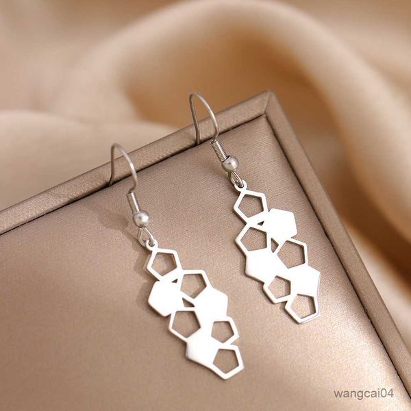 

charm stainless steel earrings geometrical chemical molecule pendants simple statement new design dangle earrings for women jewelry r230719, Golden