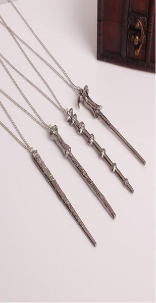 

fashion film magic wand pendant necklace keychain set women movie fan magician creative necklace for men s vintage jewelry gift1312021, Silver