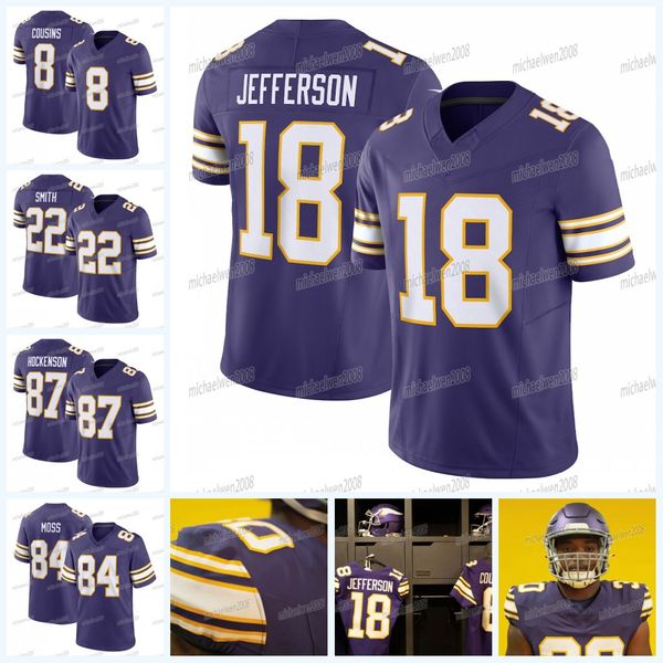

18 justin jefferson vikings tj hockenson custom football jersey addison dalvin cook kirk cousins adrian peterson randy moss cj ham mekhi bla, Black;red