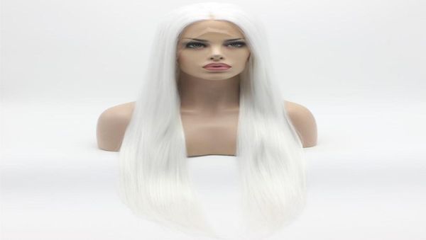 

iwona hair straight extra long white wig 221001 half hand tied heat resistant synthetic lace front wigs6764031, Black