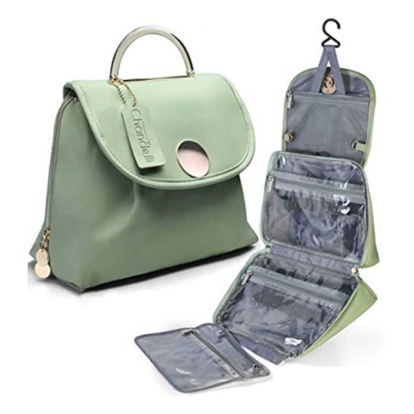 

portable hook pu women's wash bag hanging cosmetic storage bag 230314