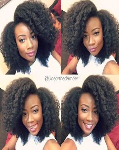 

822inch full head afro kinky curly clip in hair extensions natual black 120g geasy 1416191, Black;brown