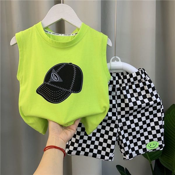 

clothing sets 2023 boy set kid boys suit cotton summer casual outing clothes shorts 2pcs for children's 210 years 230718, White