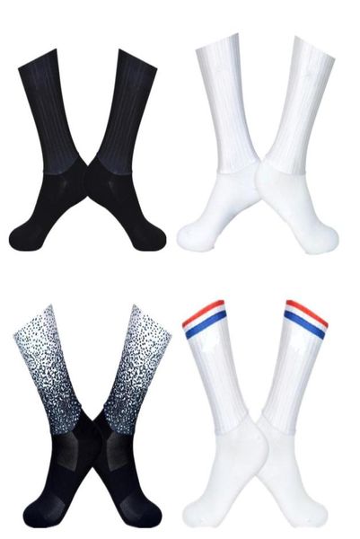 

new summer breathable cycling socks men anti slip seamless aero bike wearproof road calcetines ciclismo4525091, Black