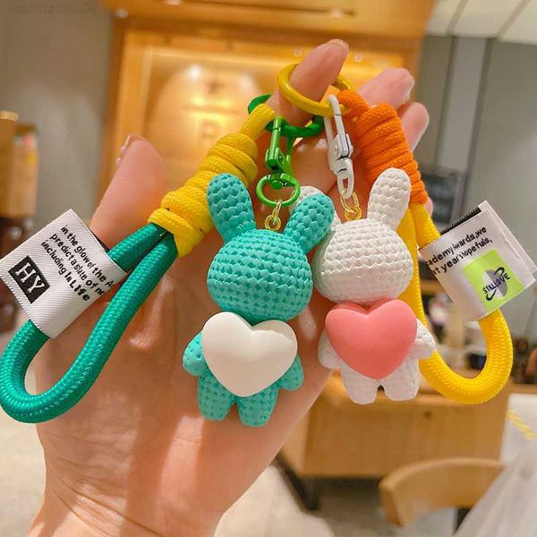 

key rings fashion cute cartoon resin peach heart knitting rabbit pendant keychain holder key chain car keyring bag charm hanging jewelry l23, Slivery;golden