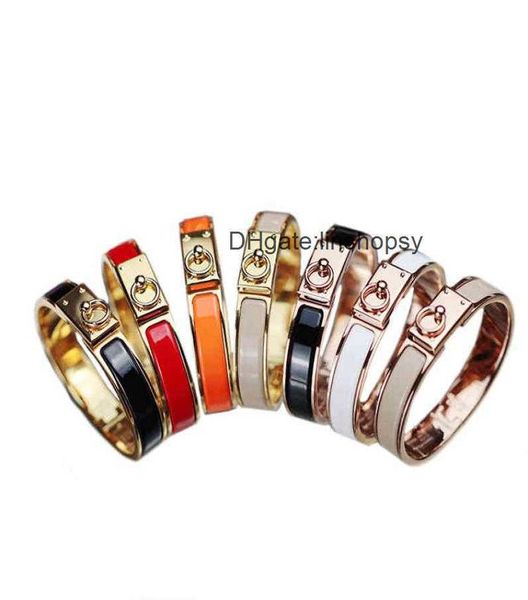 

aher mas designer luxury brand enamel bracelet h family letter lock head buckle enamel 18k rose gold male and female couple necklace clavicl, Black