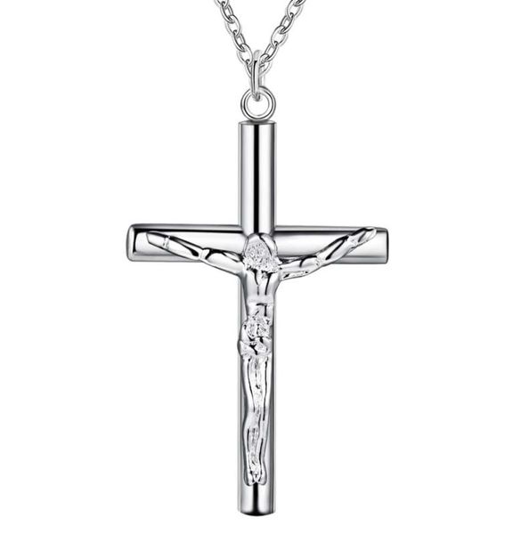 

whole 925 silver plated jesus cross pendant necklace fashion party jewelry christmas gifts for women 5402453