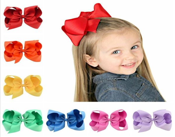 

6inch large hair bows fashion girls039hair accessories hair clip boutique bows hairpins hair grip grosgrain ribbon bows to5597078927, Slivery;white