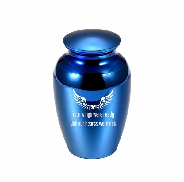 

45x70mm aluminum alloy cremation ashes urn keepsake angel wings memorial urns funeral jaryour wings were ready but our heart were4180463, Silver