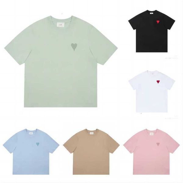 

designers amis paris shirit 2023ss spring classic heart solid color big love round neck short sleeve t-shirt for men and women 1qiy, White;black