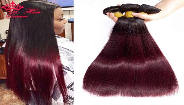 

1b99j 100 brazilian virgin human hair straight bundles red wine weave hair extensions 1b 99j ombre color6226558, Black