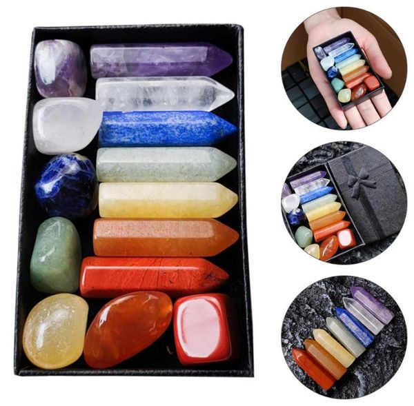 

charm bracelets 14pcs healing crystal stone set chakra stones amethyst2988742, Golden;silver