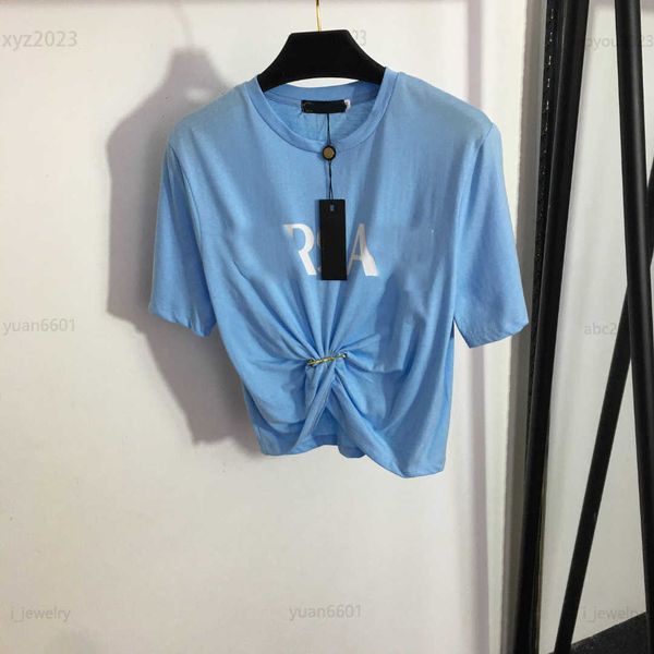 

women designer t-shirt pin strap waistband design tees short sleeve size s-l fashion midriff-baring girl t shirt july17, White