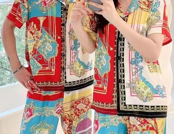 

2023 women's lux designer shirts mens fashion geometric print bowling shirt hawaii floral casual shirts men slim fit short sleeve varie, White