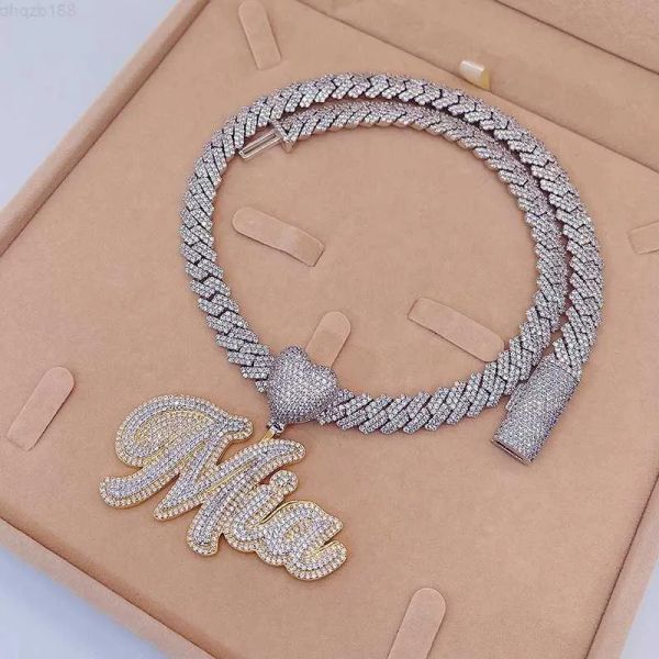 

unique design moissanite diamond necklace custom name plate necklace, Silver