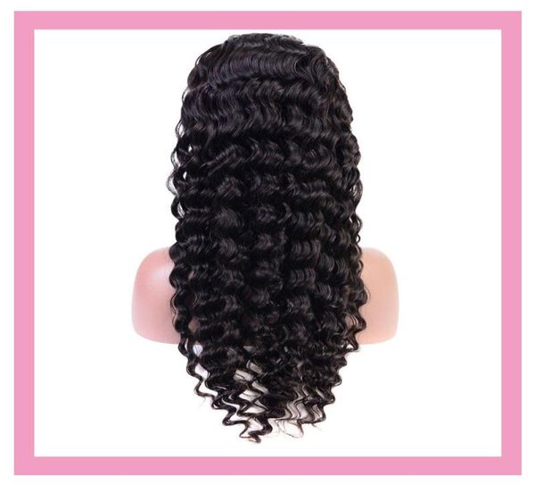 

indian raw human virgin hair lace front 13x4 wig deep wave lace front wig 1032inch deep curly whole7089712, Black;brown