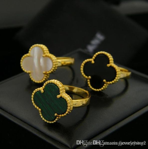 

rings four leaves clover design lady finger ring nature gemstone agate shell fit all for girls women ps76044669256, Silver