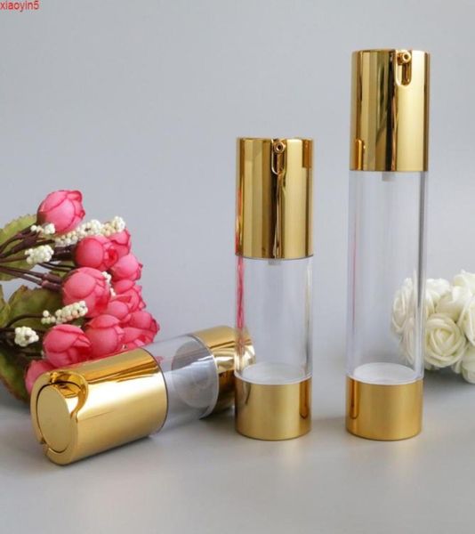 

15ml 50ml gold transparent airless pump cosmetic bottle travel mini lotion cream bottles vacuum toiletries containers 10pcslotgoo5586945