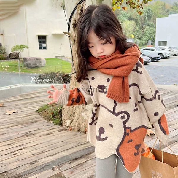 

pullover kids girls cartoon printed sweaters bear pattern casual long pullovers baby girls casual autumn clothing autumn khaki pullovers hkd, Blue