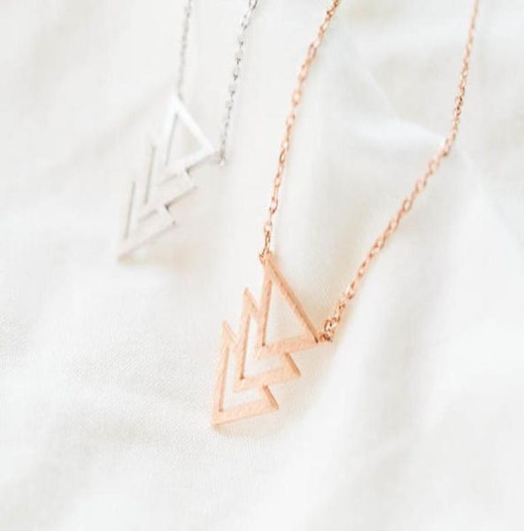 

hippie chic superposition of three triangles pendant drop necklace bohemian fashion women neclaces 2016 ms thin necklace6807191, Silver