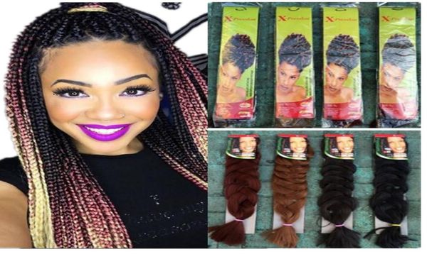 

synthetic hair for ultra braid 24inch fold length high temperature fiber x pression jumbo braiding ombre attachment hair 100gram2940702, Black