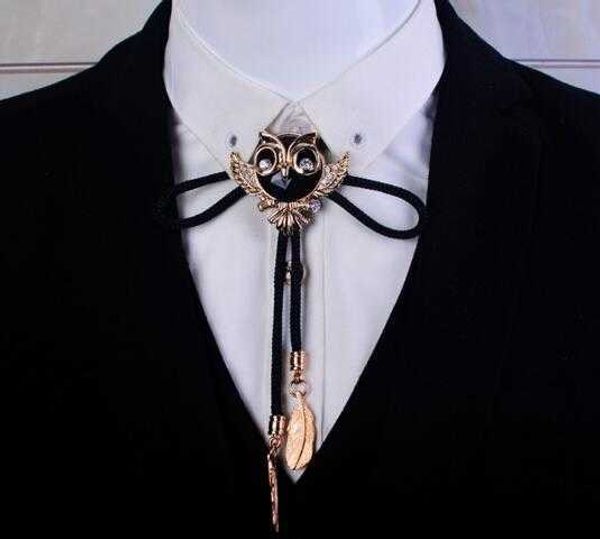 

bolo ties collar rope vintage crystal owl bolo tie men's gem bow tie ties for men necklace accessories wedding necktie hkd230719, Red