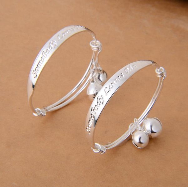 

new gift 2pcslot baby kid bell bangle bracelet english letter3617560, Golden;silver