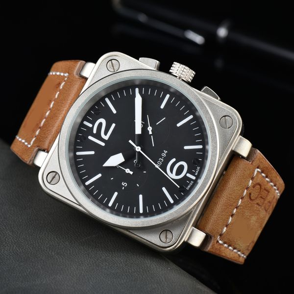 

2023 men automatic mechanical wristwatches bell brown leather watch black ross rubber watches wristwatch men luxury fashion watch wristwatch, Slivery;golden