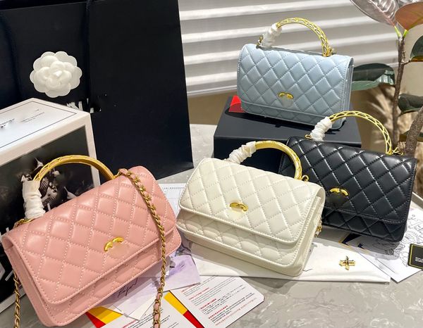 

23a woc designer crossbody bag shoulder bag luxurys handbags classic flap chain bag womens designer purses metal hollow handle genuine leath