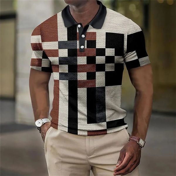 

mens polos leisure mens polo shirt holiday summer lapel loose tshirt business button golf daily 230718, White;black