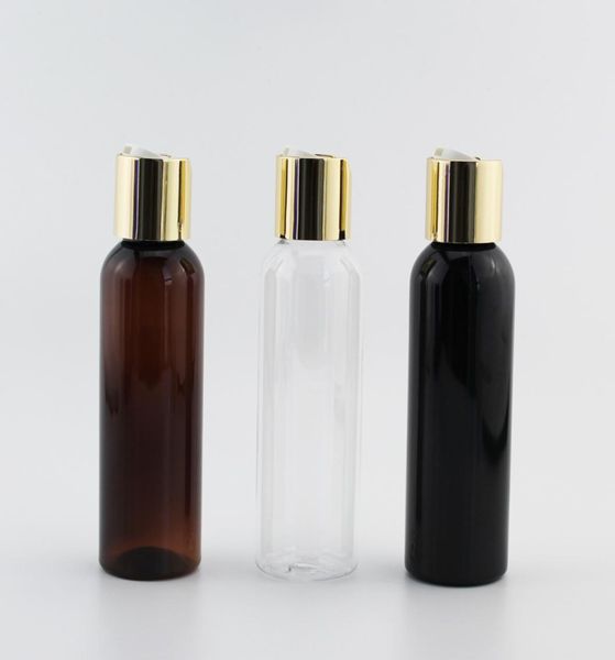 

120ml 40pcs empty black liquid soap lotion cosmetic bottle containers gold aluminum disc capmetal cap lotion bottles 4oz9142946