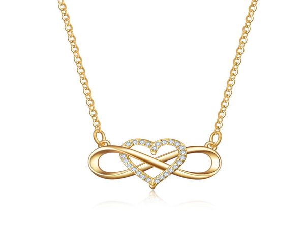 

pendant necklaces of fashion creative tie love heart micro inlay series infinite zircon rose gold plated copper necklace for women2687994, Silver